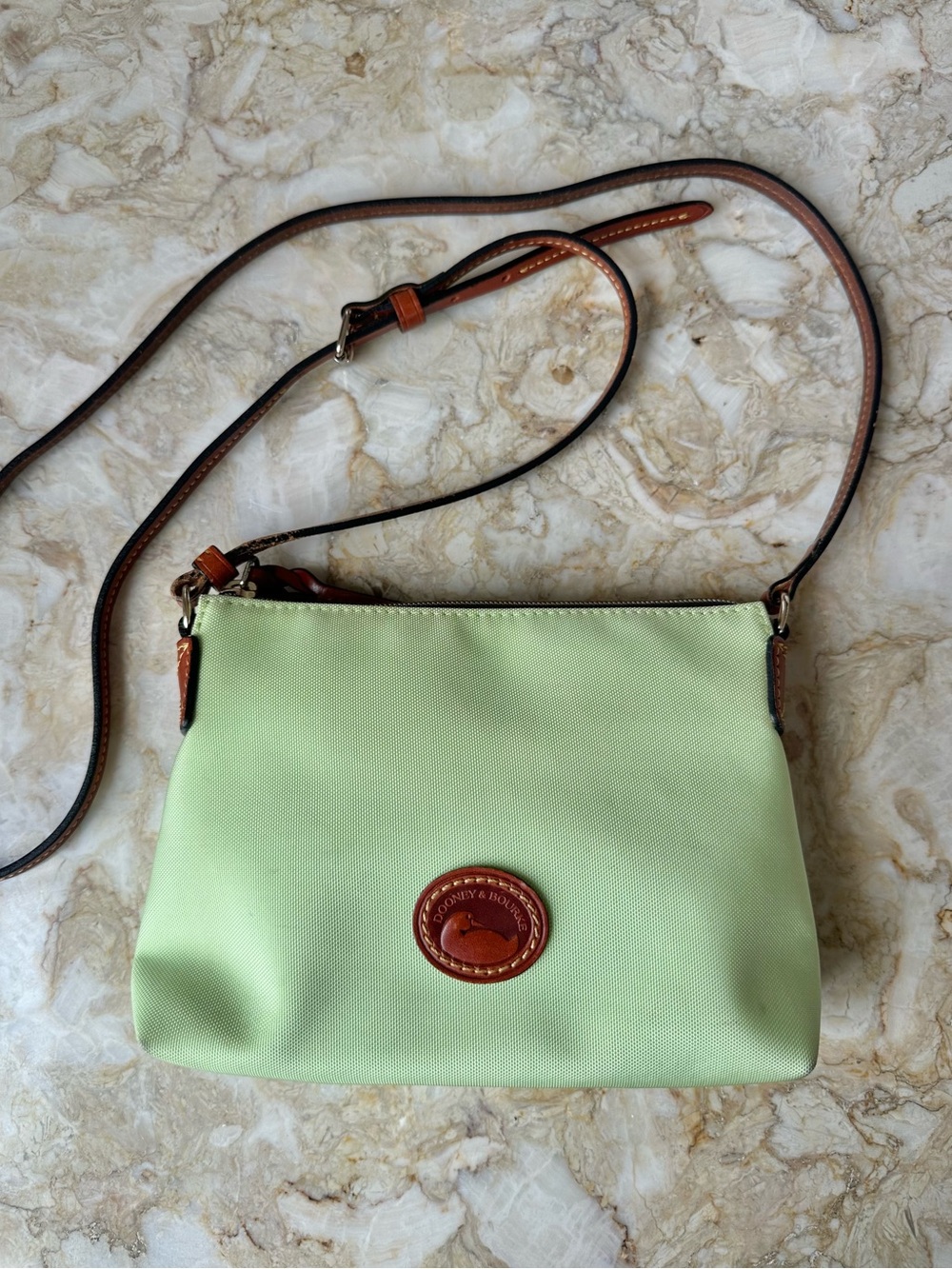 Dooney & Bourke Nylon Crossbody Pouchette Mini Zip Purse Green Melon Travel
